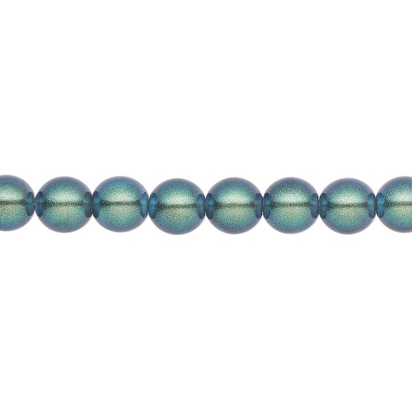 Pearl 200pk pearlescent peacock green, Preciosa Czech crystal 6mm round image number 0