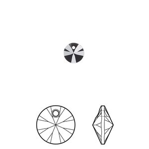 Drop 720pk jet, Swarovski® 6mm pendant mini disk 6428
