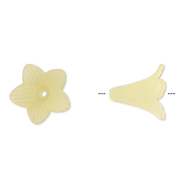Component, acrylic, frosted yellow, 22x22mm flower. Sold per pkg of 25. image number 0