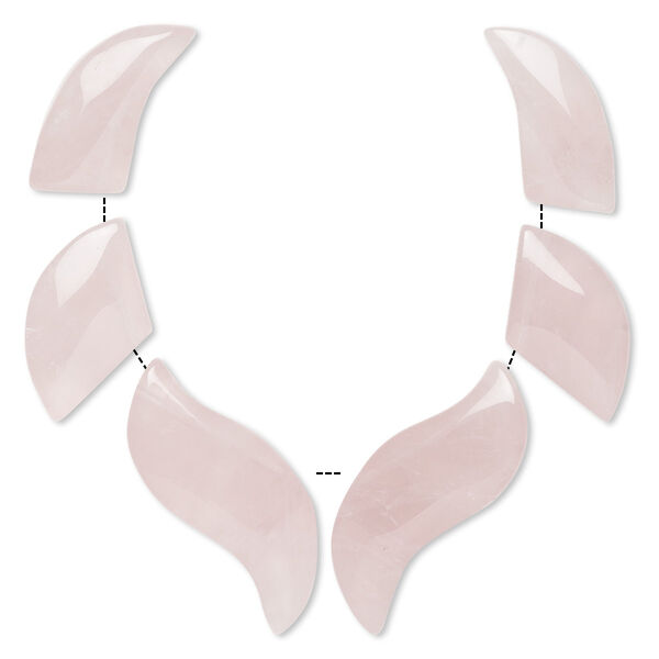 Focal, rose quartz (natural), 23x11mm-34x14mm fan, B grade, Mohs hardness 7. Sold per 6-piece set. image number 0