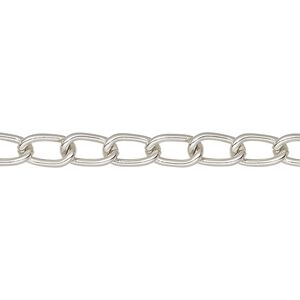 Chain, antique silver-finished aluminum, 5mm curb. Sold per pkg of 36 inches.