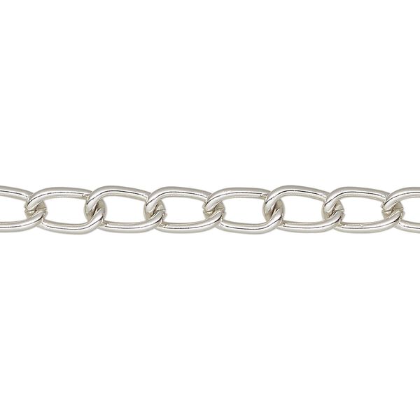Chain, antique silver-finished aluminum, 5mm curb. Sold per pkg of 36 inches. image number 0
