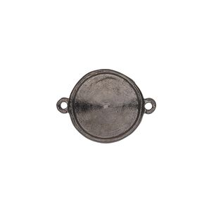 Link, Almost Instant Jewelry®, gunmetal-plated pewter (tin-based alloy), 17mm round with 14mm rivoli setting. Sold individually.