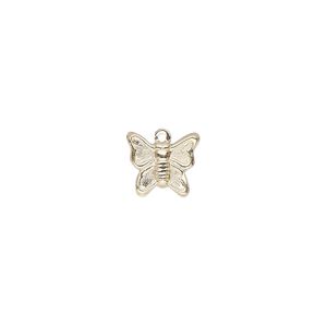 Charm, 14Kt gold-filled, 10x9mm single-sided butterfly. Sold individually.