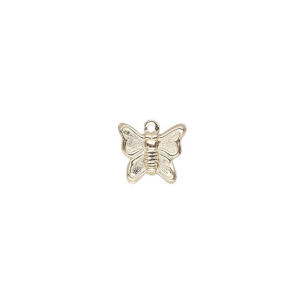 Charm, 14Kt gold-filled, 10x9mm single-sided butterfly. Sold individually. image number 0