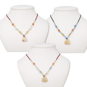 Italian "onyx" / multi-gemstone / acrylic 1pkg3, triangle necklace continuous 20 inch mix 23x23x23mm-25x25x25mm