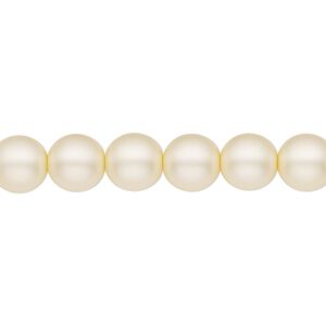 Bead, Czech pearl-coated glass druk, opaque matte cream, 8mm round. Sold per 15-1/2" to 16" strand.