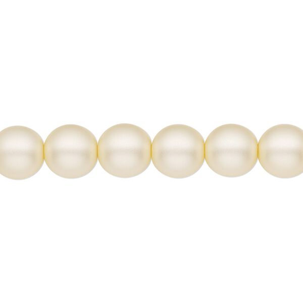 Bead, Czech pearl-coated glass druk, opaque matte cream, 8mm round. Sold per 15-1/2" to 16" strand. image number 0
