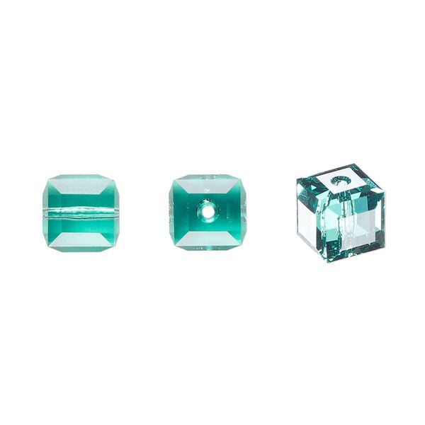 Bead 1pkg96 Caribbean green, Swarovski&reg; ReCreated&trade;, 8mm faceted cube 5601 image number 0
