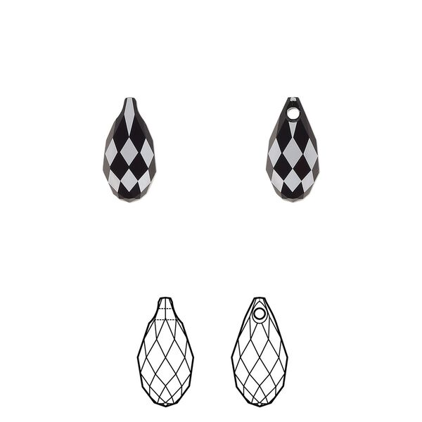 Briolette 24pk jet, Crystal Passions® 11x5.5mm pendant drop 6010 image number 0