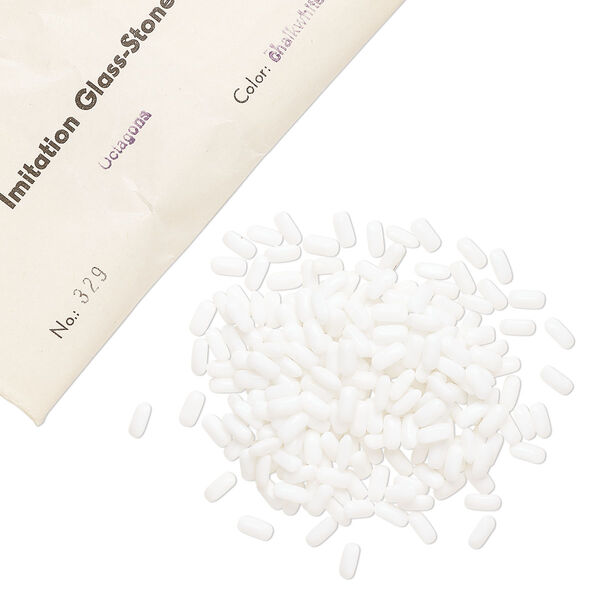 Embellishment, vintage glass, chalkwhite, 8x4mm faceted octagon fancy stone. Sold per pkg of 432 (3 gross). image number 0