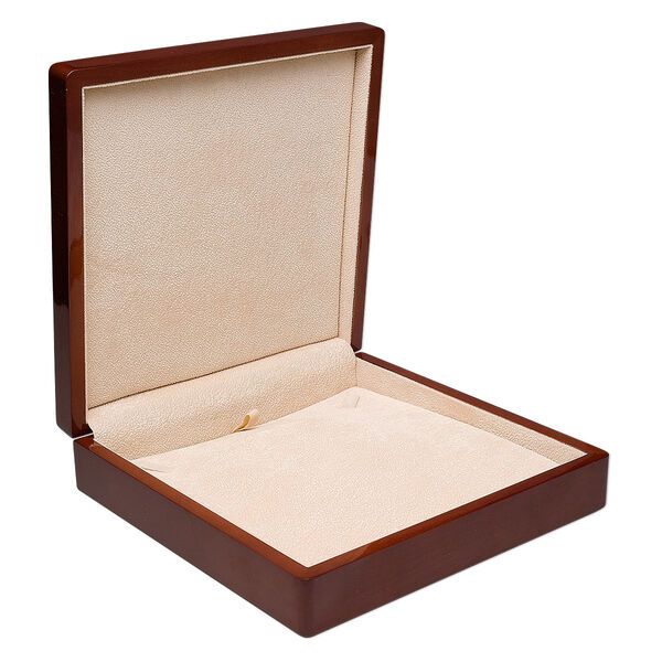 Box, necklace, wood and microfiber, light brown and dark brown, 7-1/2 x 2 x 7-1/2 inches. Sold individually. image number 0