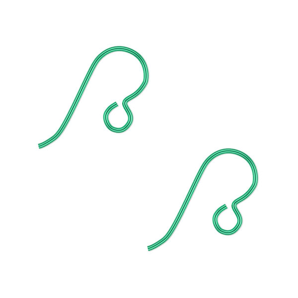 Ear wire, anodized niobium, green, 13mm fishhook with open loop, 20 gauge. Sold per pkg of 5 pairs. image number 0