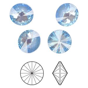 Chaton 48pk crystal ocean DeLite, Crystal Passions® 12mm rivoli 1122