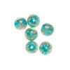 Bead, lampworked glass, clear / teal / glow-in-the-dark / gold, 8mm round. Sold per pkg of 6. image number 0