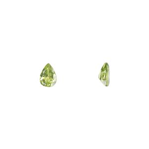 Peridot 1pkg1, hand-cut faceted pear gem natural 7x5mm