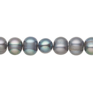 Freshwater pearl 1pkg1, semi-round, 15 inch slate 7-9mm cultured