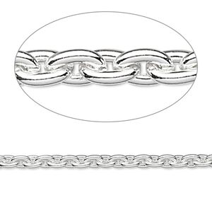 Chain 1pkg1 silver-plated cable, 3.3mm, steel 5 foot unfinished
