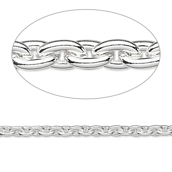 Chain, silver-plated steel, 4.8x3.3mm cable. Sold per pkg of 5 feet. image number 0