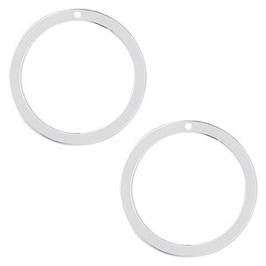 Drop, sterling silver, 22mm open round. Sold per pkg of 2.