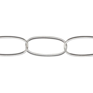 Chain 1pkg1 sterling silver oval, 10mm flat, 5 foot unfinished
