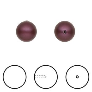 Pearl 1pkg4 elderberry, Crystal Passions® 10mm half-drilled round 5818