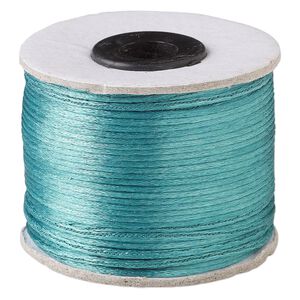 Cord, Satinique™, satin, dark mint, 1mm. Sold per 200-foot spool.