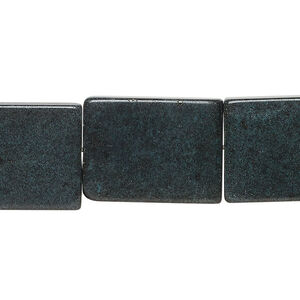 Blackstone 1pkg1, flat rectangle bead, 15 inch 20x14mm-21x17mm dark green