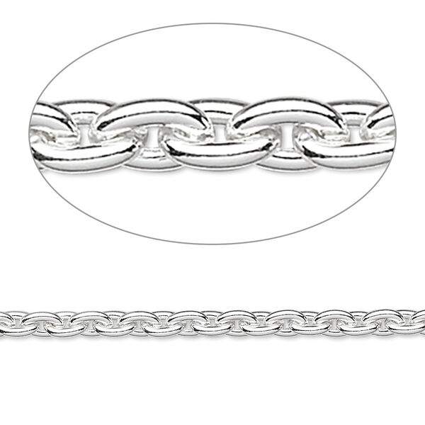 Chain, silver-plated steel, 4.8x3.3mm cable. Sold per pkg of 5 feet. image number 0