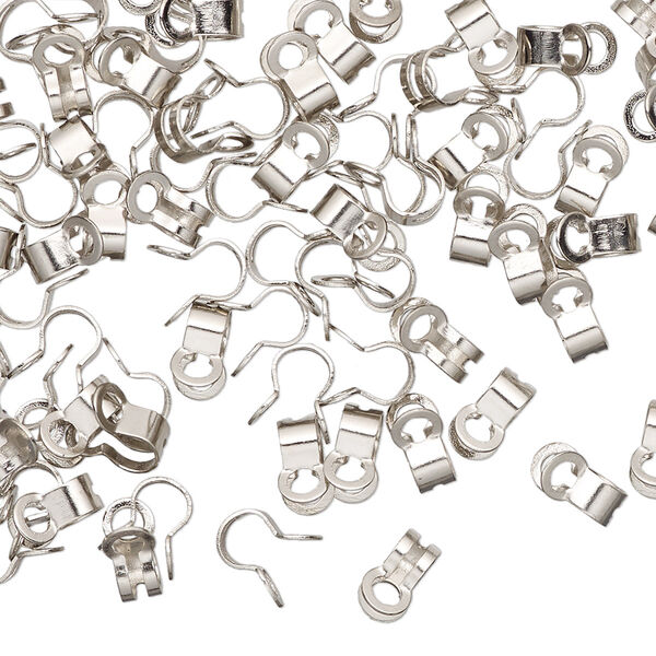 Ball chain connector, nickel-finished "pewter" (zinc-based alloy), 7x4mm, fits 2mm ball chain. Sold per pkg of 100. image number 0