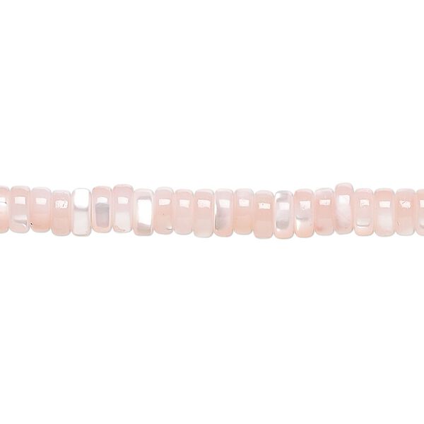 Bead, mother-of-pearl shell (dyed), light pink, 5x2mm heishi, Mohs hardness 3-1/2. Sold per 15-1/2 to 16-inch strand. image number 0