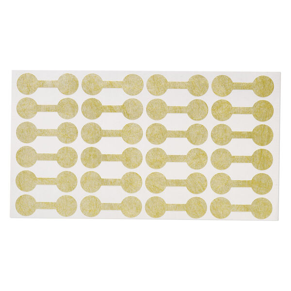 Jewelry tag, Rhino Skin DuPont™ Tyvek®, polyethylene, gold, 7/16 inches round, 1-3/8 inches overall. Sold per pkg of 1,000. image number 0