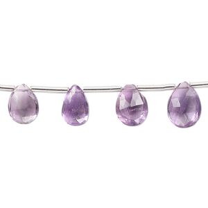 Amethyst 1pkg19, hand-cut top-drilled faceted puffed teardrop bead natural graduated 8x6mm-12x8mm