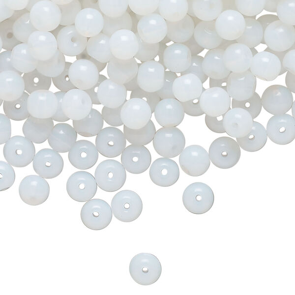 Bead, glass 1pkg1, translucent white, 4mm round, 4 ounces. image number 0