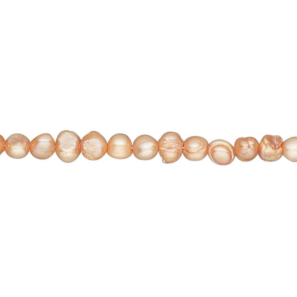 Pearl, cultured freshwater pearl (dyed), burnt orange, 3-4mm flat-sided potato, D grade, Mohs hardness 2-1/2 to 4. Sold per 15-inch strand, approximately 105 beads. image number 0