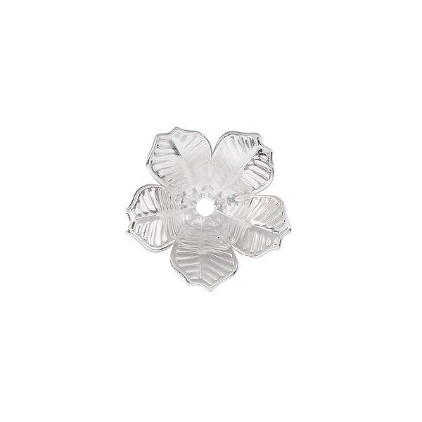 Bead cap, silver-finished steel, 16.5x4mm flower, fits 8-10mm round bead. Sold per pkg of 10. image number 0