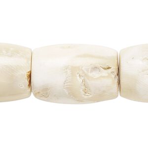 Bead, bamboo coral (bleached), white, 28x20mm barrel. Sold per 15-1/2" to 16" strand.