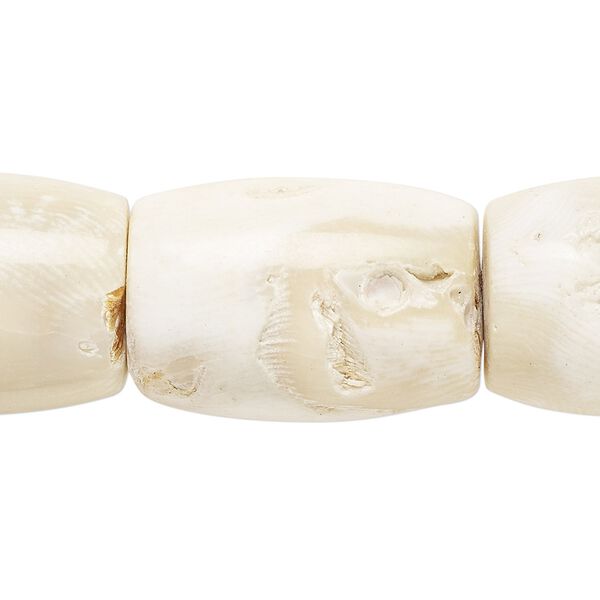 Bead, bamboo coral (bleached), white, 28x20mm barrel. Sold per 15-1/2" to 16" strand. image number 0
