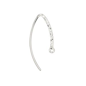 Ear wire 1pkg2 sterling silver, 18-20mm textured flat marquise / round wire / closed loop, 20 gauge 1 pair