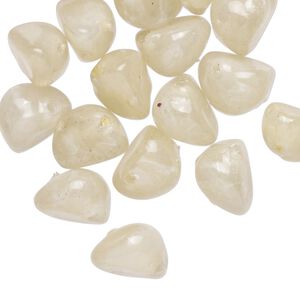 Bead, coated acrylic, translucent ivory and white, large pebble with swirl design. Sold per pkg of 24.