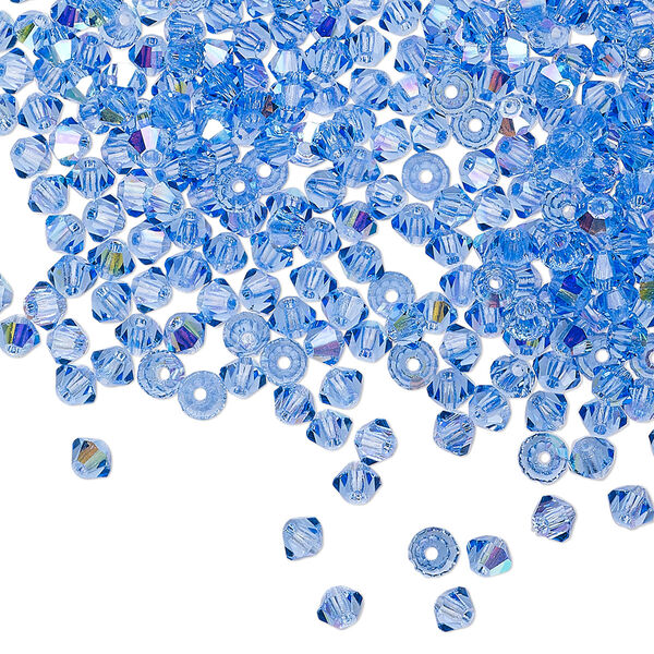 Bead 48pk sapphire AB, Preciosa Czech crystal 3mm bicone image number 0