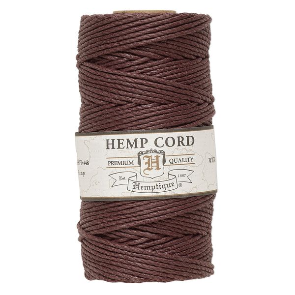 Cord, Hemptique®, polished hemp, dark brown, 1.8mm diameter, 48-pound test. Sold per 205-foot spool. image number 0