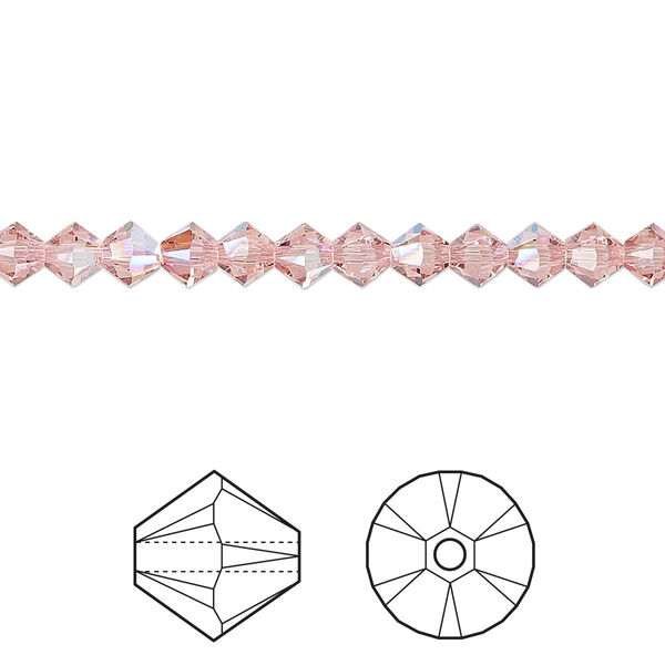 Bead 48pk light rose shimmer, Crystal Passions® 4mm bicone 5328 image number 0