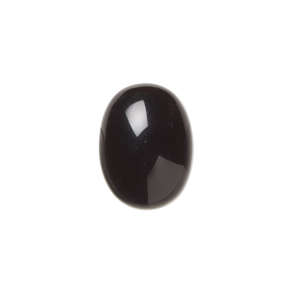 Cabochon, black onyx (dyed), 16x12mm calibrated oval, B grade, Mohs hardness 6-1/2 to 7. Sold per pkg of 4. image number 0