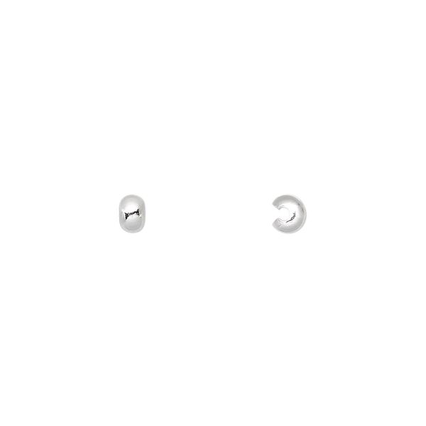 Crimp cover, silver-plated brass, 3mm round. Sold per pkg of 100. image number 0