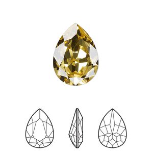 Fancy stone 1pk dark jonquil foil back, Crystal Passions® Regenerated 18x13mm pear 4320
