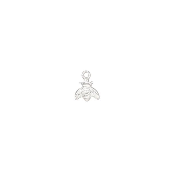 Charm, sterling silver, 6x5mm single-sided bumblebee. Sold individually. image number 0