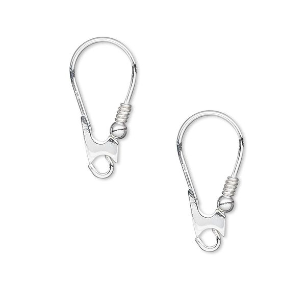 Ear wire 1pkg2 sterling silver, 20x10mm / coil / 2.5mm ball / open loop, 20 gauge 1 pair image number 0