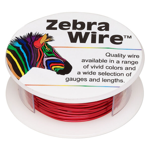 Wire, Zebra Wire™, color-coated copper, red, round, 20 gauge. Sold per 15-yard spool. image number 0