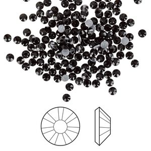 Flat back 1440pk jet foil back, Swarovski® hotfix 2.3-2.5mm rose round SS8 2038HF